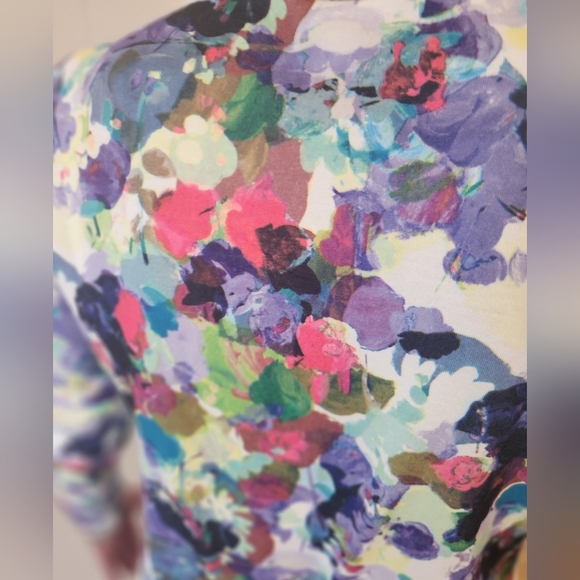 BODYCON dress SIZE LARGE ABSTRAC5 FLORAL WATERCOLOR ARTSY Stunning Vibrant - Picture 5 of 6